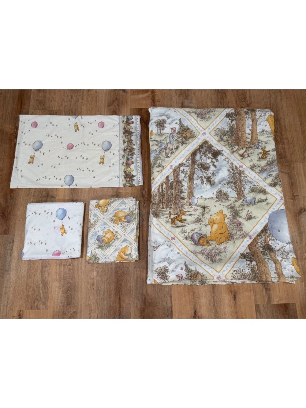 Vintage 90s Disney Winnie The Pooh Hundred Acre Wood Twin Bedding Set COMPLETE R